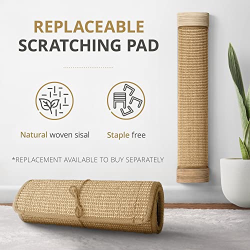 7 Ruby Road Large Cat Scratcher Wall Mounted - Refillable Sisal Scratch Pad - Cute Scratching Post for Indoor Cats and Kitten - Tall Vertical Mount - Modern Wooden Cat Wall Furniture and Scratchers