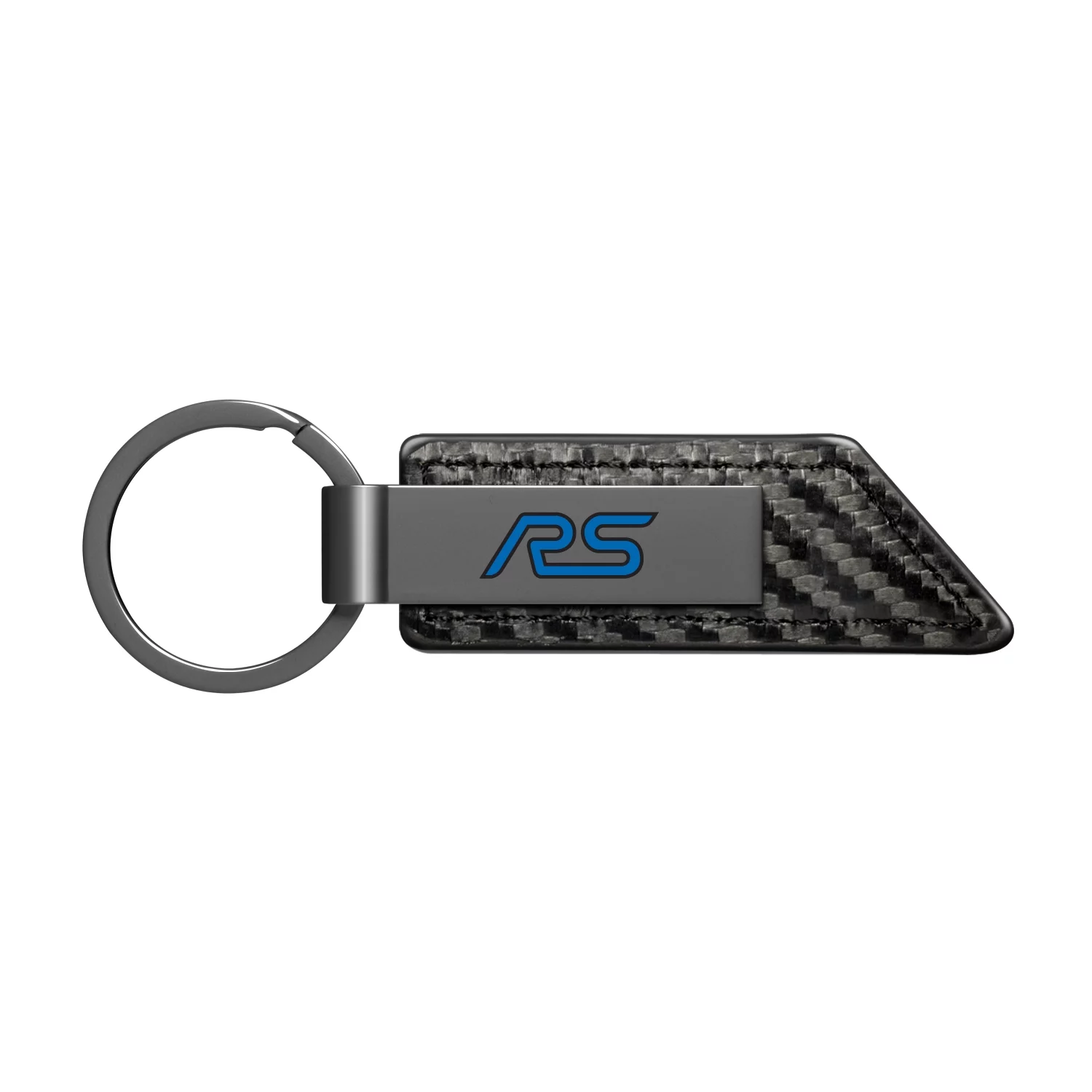 Ford Focus RS Black PU Leather Carbon Fiber Texture Strap Black Metal Bar LED Printed Logo Key Chain
