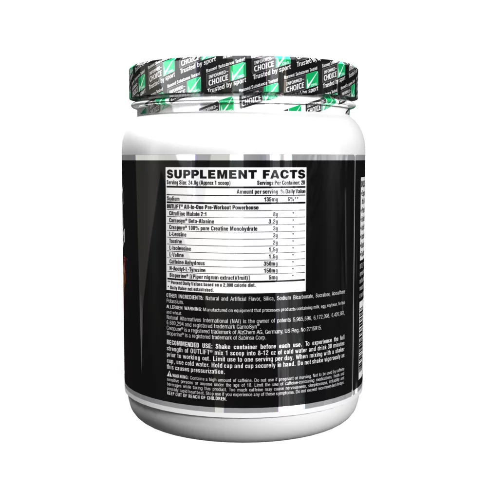 Nutrex Research Outlift Pre-Workout Powder, Powerhouse Fruit Punch, 20 Servings