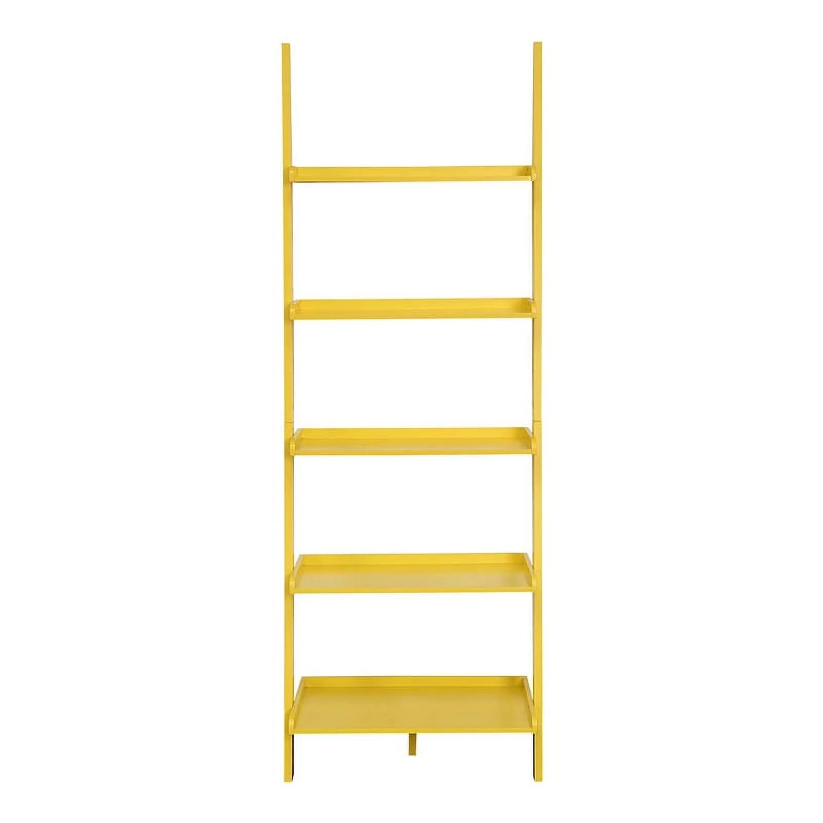 Pemberly Row Bookshelf Ladder with Five Tiers in Bright Yellow Wood Finish