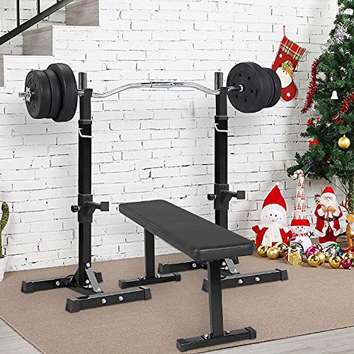 Yaheetech Pair of Adjustable Squat Rack Standard 44-70 Inch Barbell Rack, Solid Steel Squat Stands Bench Press Storage Home Gym Portable Dumbbell Stands