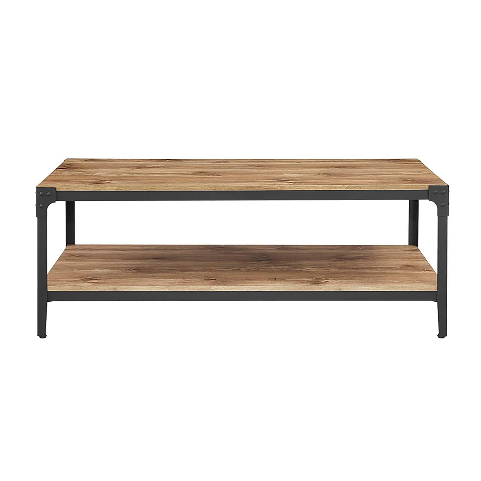 Angle Iron Rustic Metal and Wood Coffee Table in Gray Wash