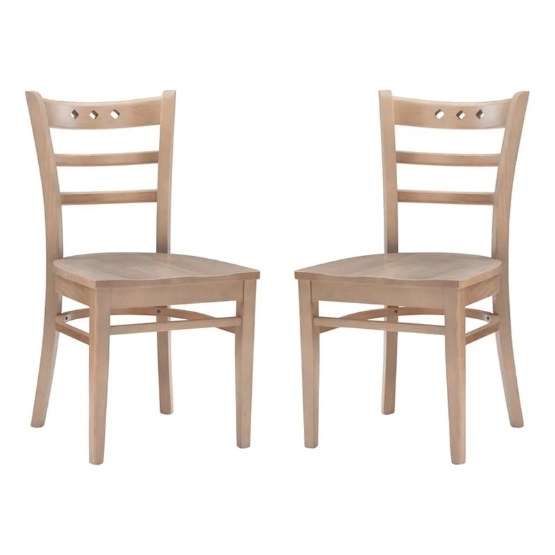Linon Sloan Solid Wood Commercial Grade Set of Two Chairs in Natural