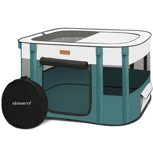 Dog Playpen - Foldable Cat Play Pens for Pubby,Kitten, Rabbit,Portable Pet Tent with Carring Bag for Indoor/Outdoor Travel Camping (Black-Small)