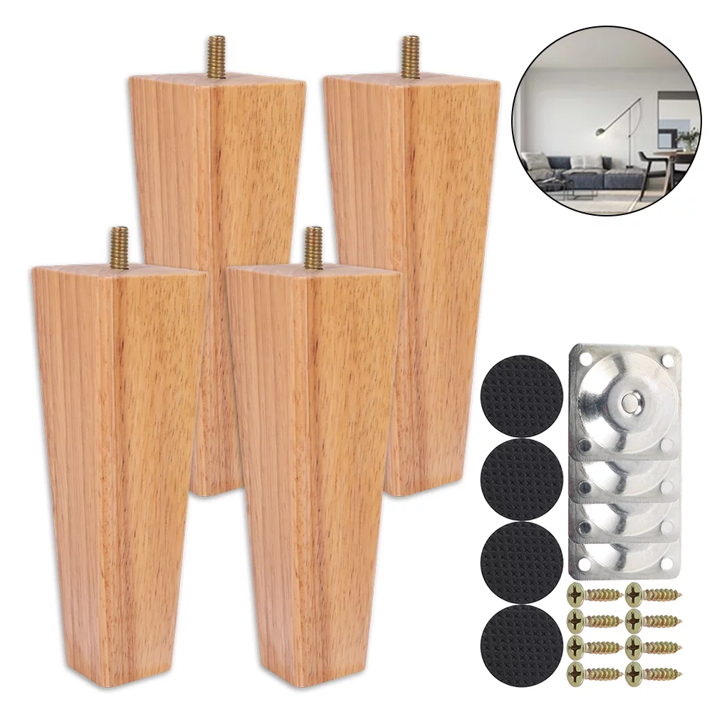 Willstar Height Sofa Legs Set of 4 Wooden Furniture Legs Solid Replacement Furniture Legs for Armchair ,Cabinet, Chair, Dresser or Home DIY Projects
