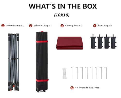 ABCCANOPY Pop Up Canopy - Outdoor Patio Portable Canopy Tent Heavy Duty for Backyard and Deck with 4 Sandbags(White, 10x10)