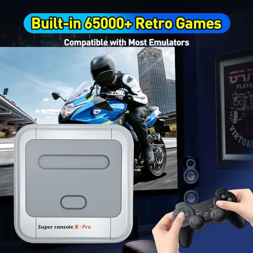 Kinhank 2025 Upgrade Retro Game Console,Super Console X PRO Emulator Console with 65000+ Games,70+Emulators,Dual System,4K TV,5 Players,LAN/WiFi,Durable Controllers,Best Gifts