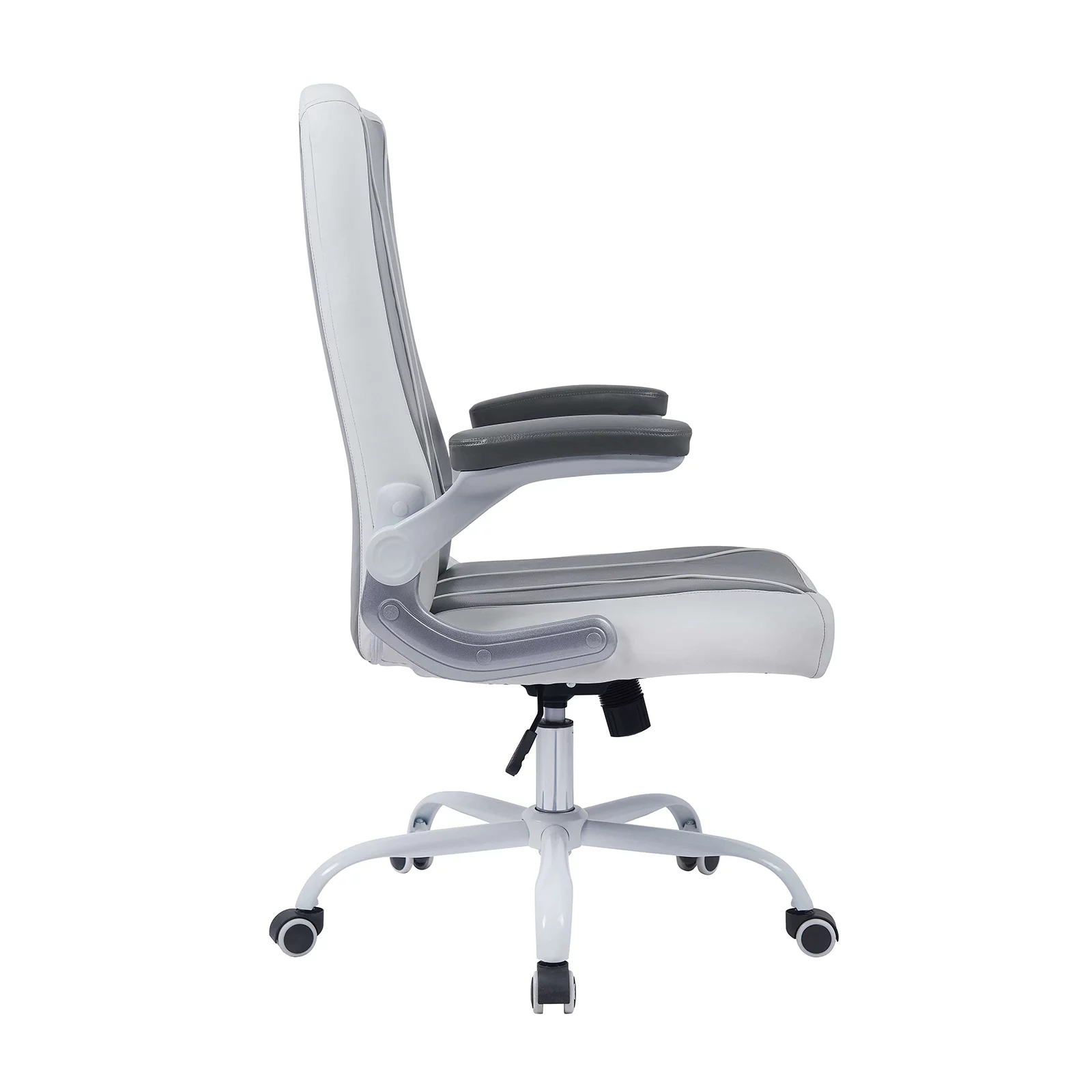 VESTA Office Desk Chair, Customer Chair Rolling Seat with Armrest, Adjustable Height Office, Conference Room, Reception, Waiting Area, Grey/White