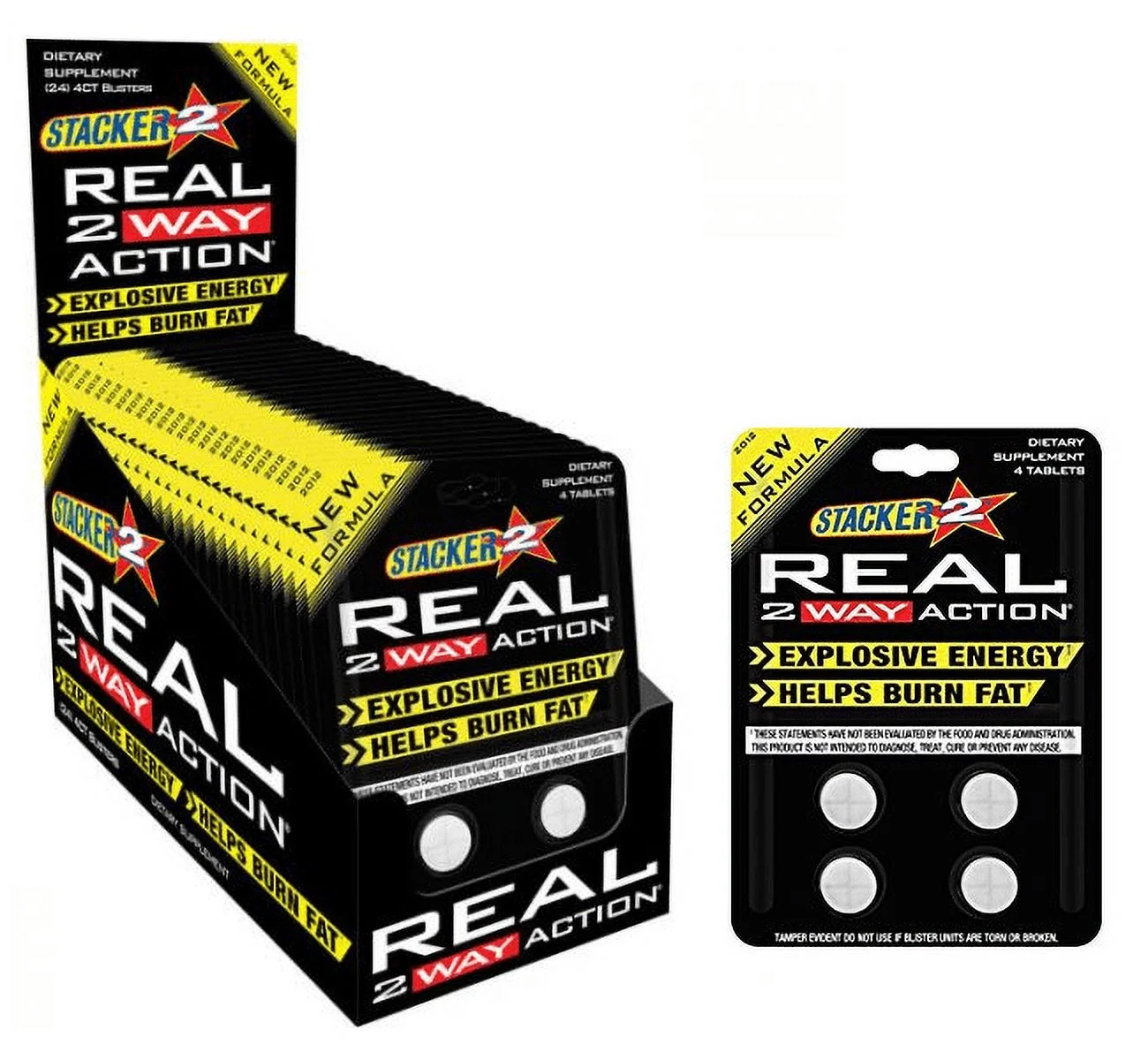 Real 2 Way Action Energize Boost Burn Fat 4ct (Lot of 12 X) 48 Tablets