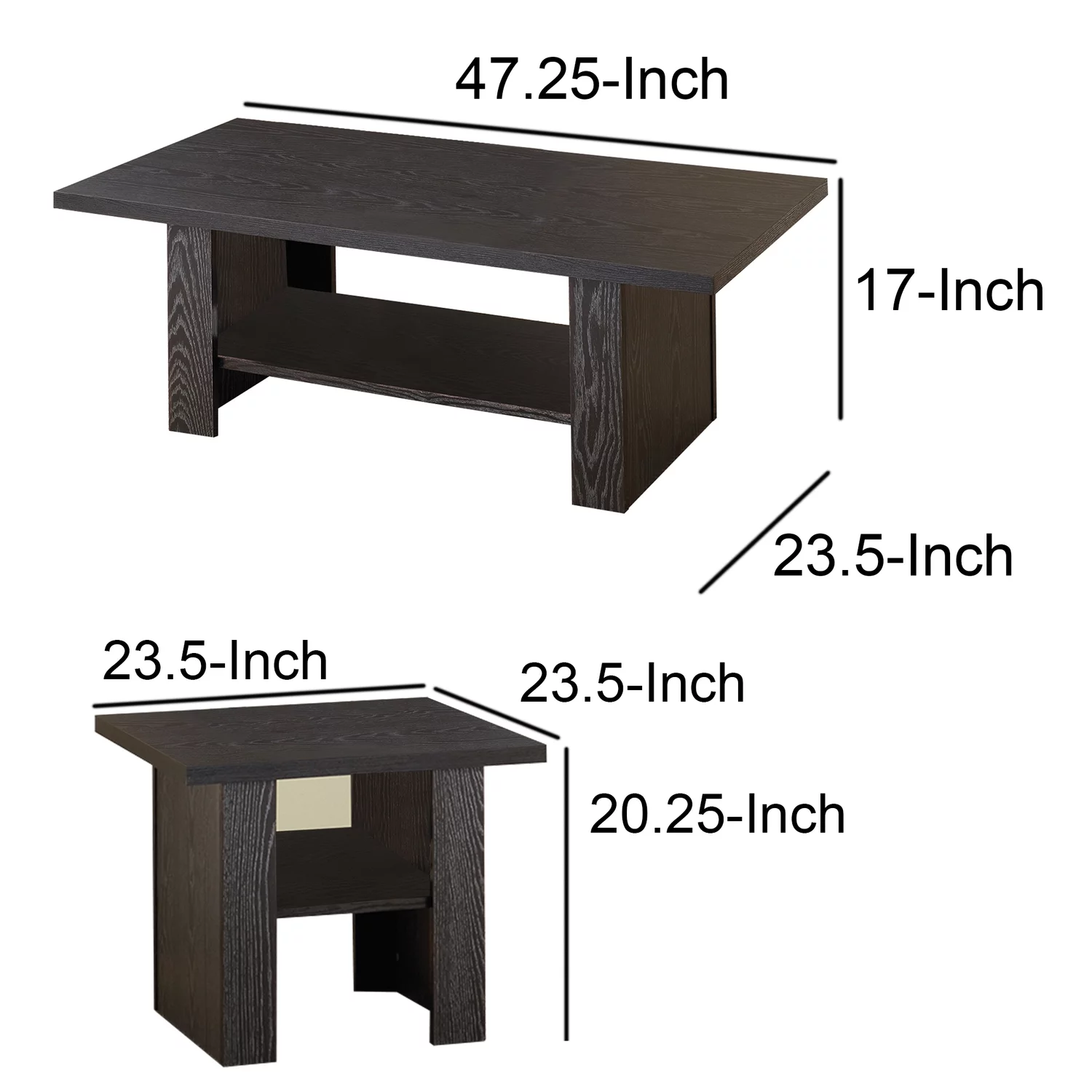 BenJara Bewildering rich black 3 piece occasional table set