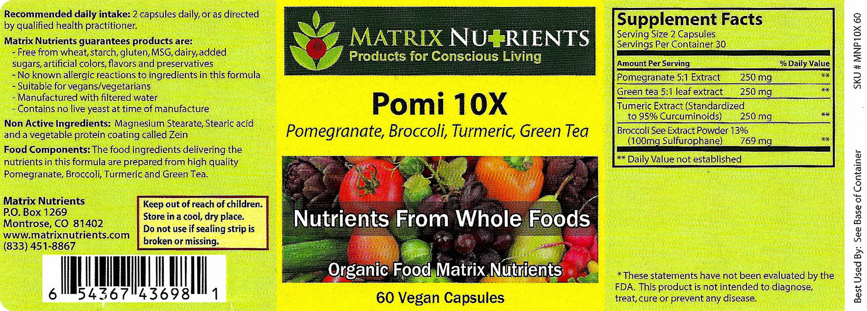 POMI 10X - 10 Times Stronger Than The Competition! - Lower PSA Levels - See Our LAB Results! - 100% Natural Ingredients: Pomegranate, Green Tea, Turmeric, Broccoli - Vegan Capsules (60ct)