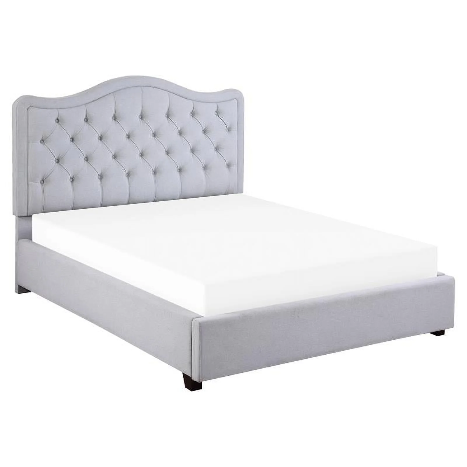 Pemberly Row Fabric Eastern King Platform Bed with Storage Drawer in Gray