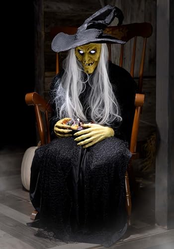 Sitting Witch Animated Prop Halloween Porch Greeter