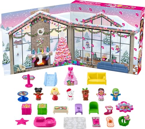 Fisher-Price Little People Barbie Toddler Toy Advent Calendar Playset, 24 Christmas Figures & Pieces for Pretend Play Kids Ages 18+ Months