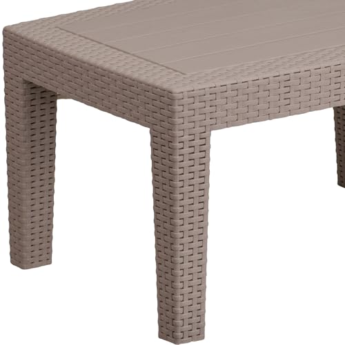 Flash Furniture Seneca Light Gray Faux Rattan Coffee Table
