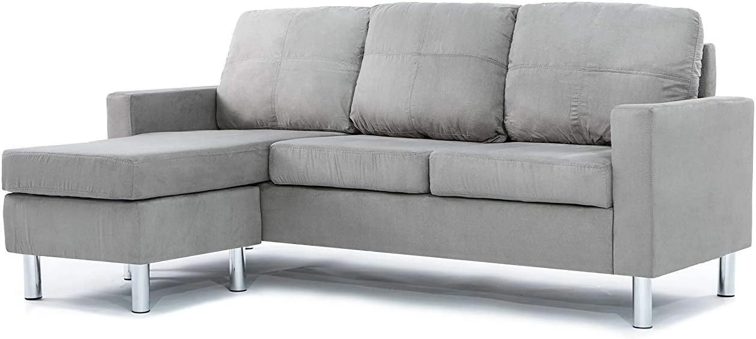 Popular Roma Furniture Small Space Modern Sectional Sofa  Gray