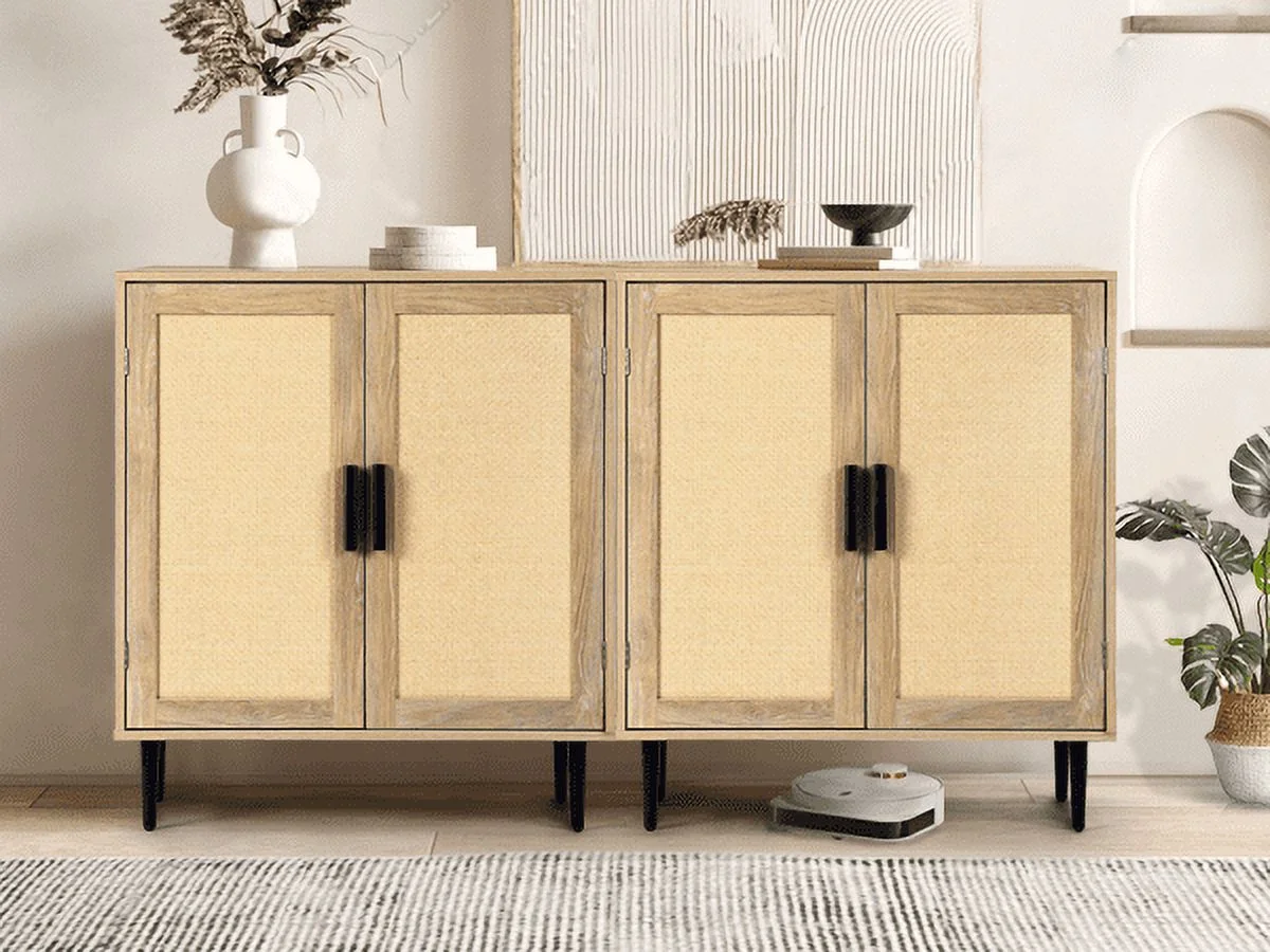 Richya 34.4'' Tall Sideboard Buffet Cabinet with Rattan Doors, for Dining Room, Kitchen, Living Room