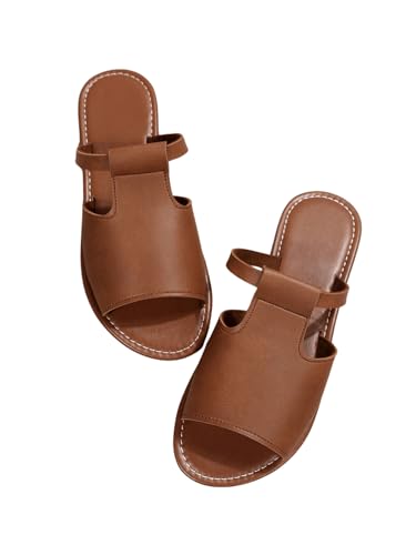 Verdusa Women's Cut Out Slide Sandals Open Toe Summer Flat Sandals Outdoor Shoes