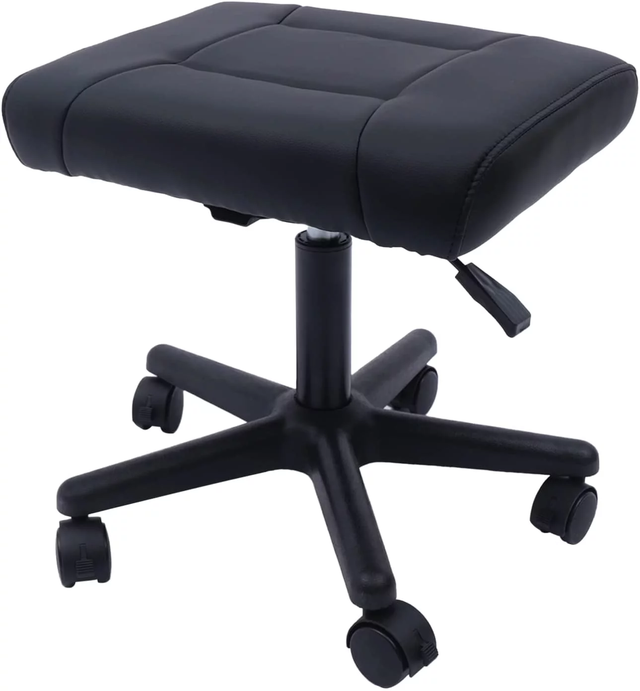 Miumaeov Height Adjustable with Wheels Leather Foot Stool for Office Home Desk Counter