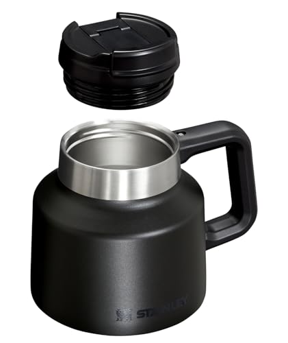 Stanley Tough-To-Tip Admiral's Mug 20 oz | Twist-on Flip Open Lid | Wide Body with Non-Skid Rubber Base | Insulated Stainless Steel Coffee Cup | BPA-Free | Hammertone Green