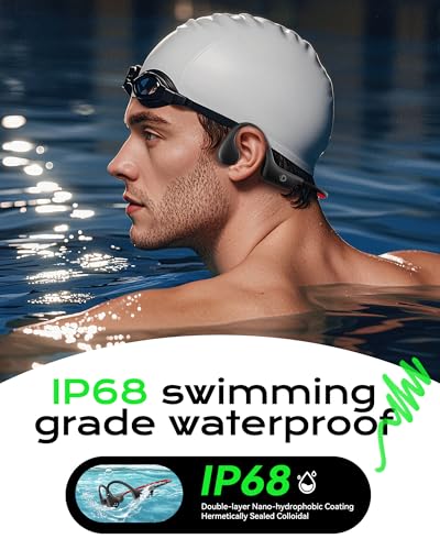 Open Ear Sport Headphones, Wireless Bone Conduction Earphones, Built-in 32GB MP3,with Mic, IP68, Sweat & Water Resistant, Up to 8 Hours Battery, Bluetooth 5.3, for Running, Workouts, Swimming
