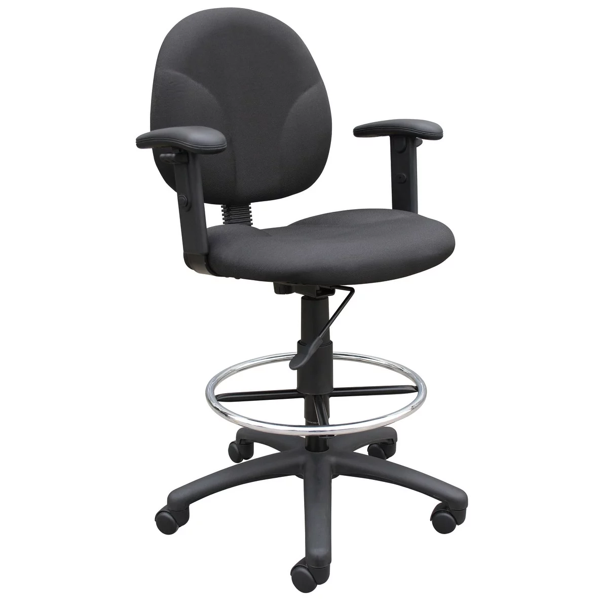 Boss Office & Home Transitional Drafting Stool with Adjustable Arms, Black