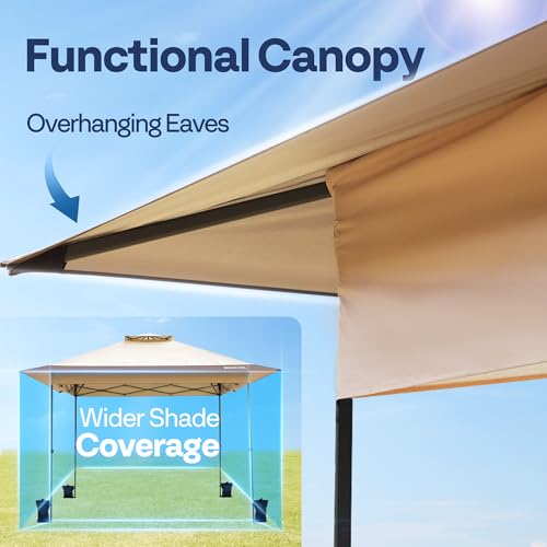 VIVOHOME 10x10ft Pop Up Canopy Tent One Push Setup Outdoor Portable Shelter Tent Heavy Duty with Wheel Carry Bag and 4 Sandbags, White