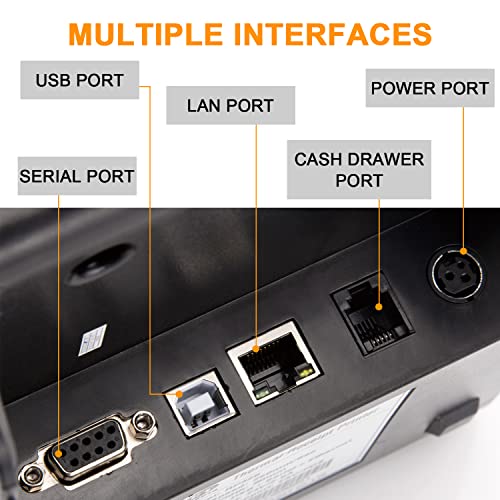 Rongta POS Printer, 80mm Thermal Receipt Printer, Restaurant Kitchen Printer with Auto Cutter, USB Serial Ethernet Interface, ESC/POS Command, Support Cash Drawer for Windows/Mac/Linux(RP850)