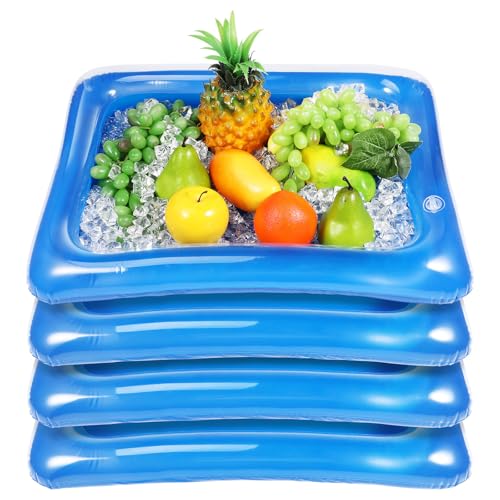 Inflatable Cooler, 4PCS Inflatable Ice Serving Bar Coolers for Parties, Salad Picnic Ice Food Drinks Buffet Server Tray for Indoor Outdoor Party