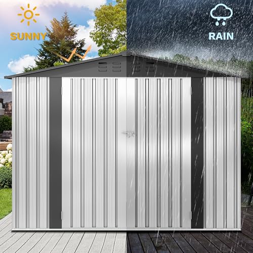 DWVO 6x4ft Storage Shed for Outdoors, Metal Sturdy Weatherproof Tool Locker with Secure Door and Ventilation for Equipment, Mowers, Bikes, Outdoor Spaces, Dark Gray