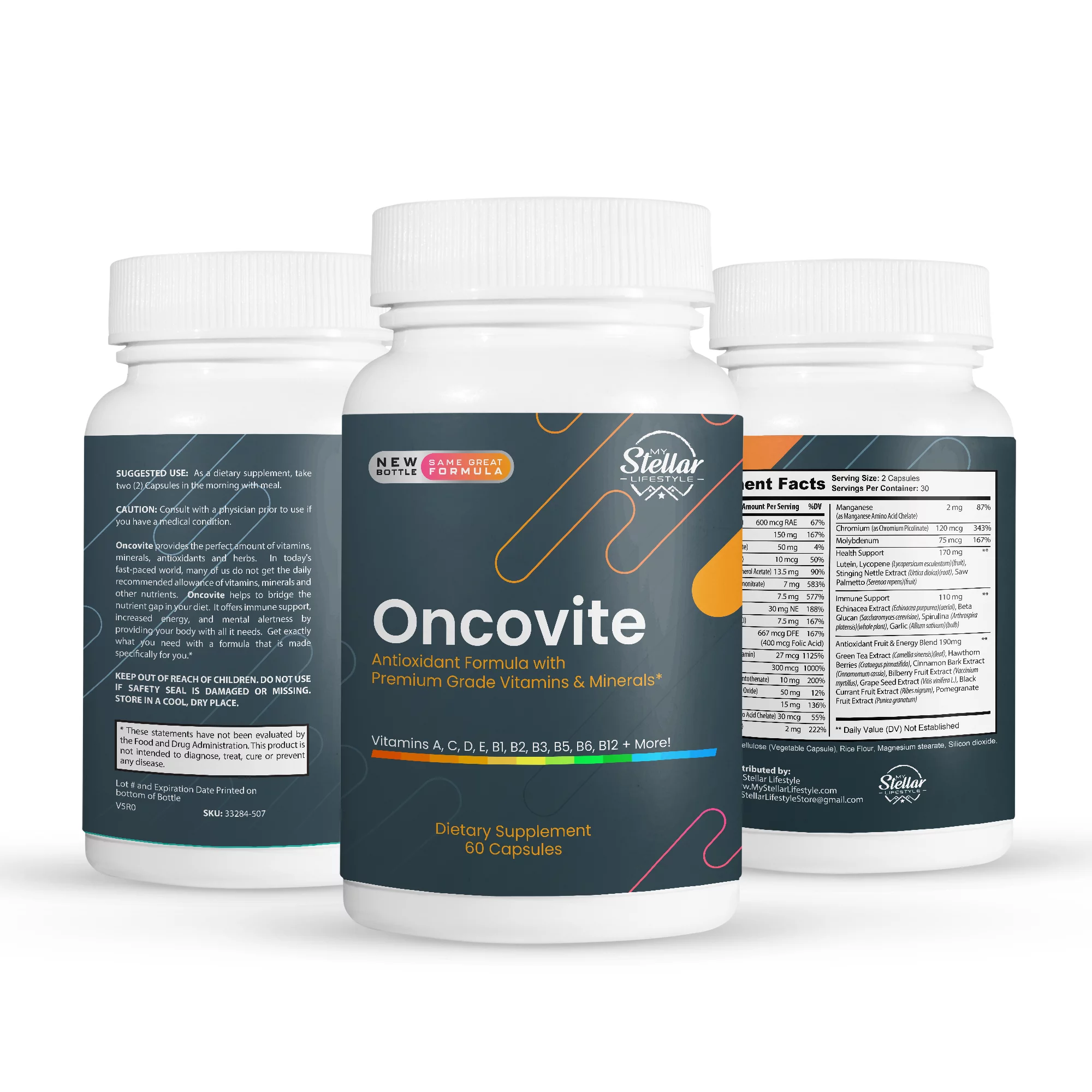 10 Pack Oncovite, antioxidant formula with premium vitamins & minerals-60 Capsules x10