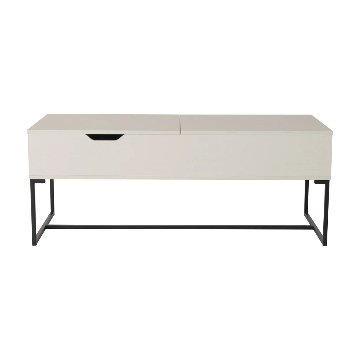 Hayden White Distressed Engineered Wood Grain Finish Half Lift Top Coffee Table