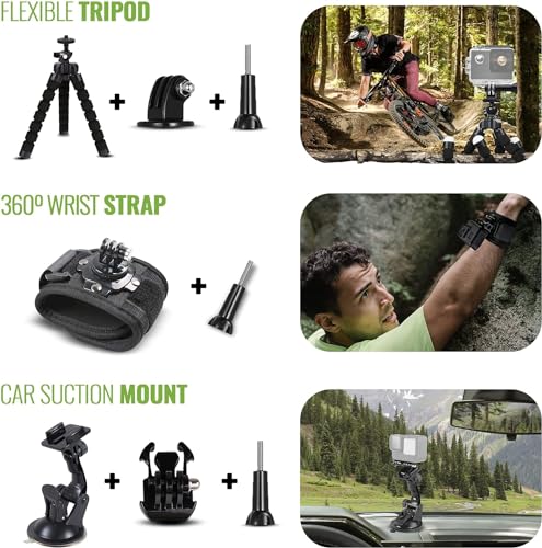 GoPro Hero (Go Pro Hero) Black Compact - Waterproof Action Camera with 4K Ultra HD Video, 12MP Photos, Stabilization + 50-in-1 Accessory Kit + 64GB Card + More