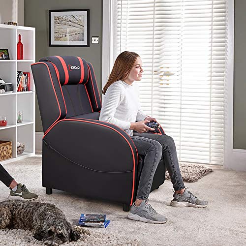 Devoko Massage Gaming Recliner Chair PU Leather Home Theater Seating Single Modern Living Room Sofa Recliners (Red)