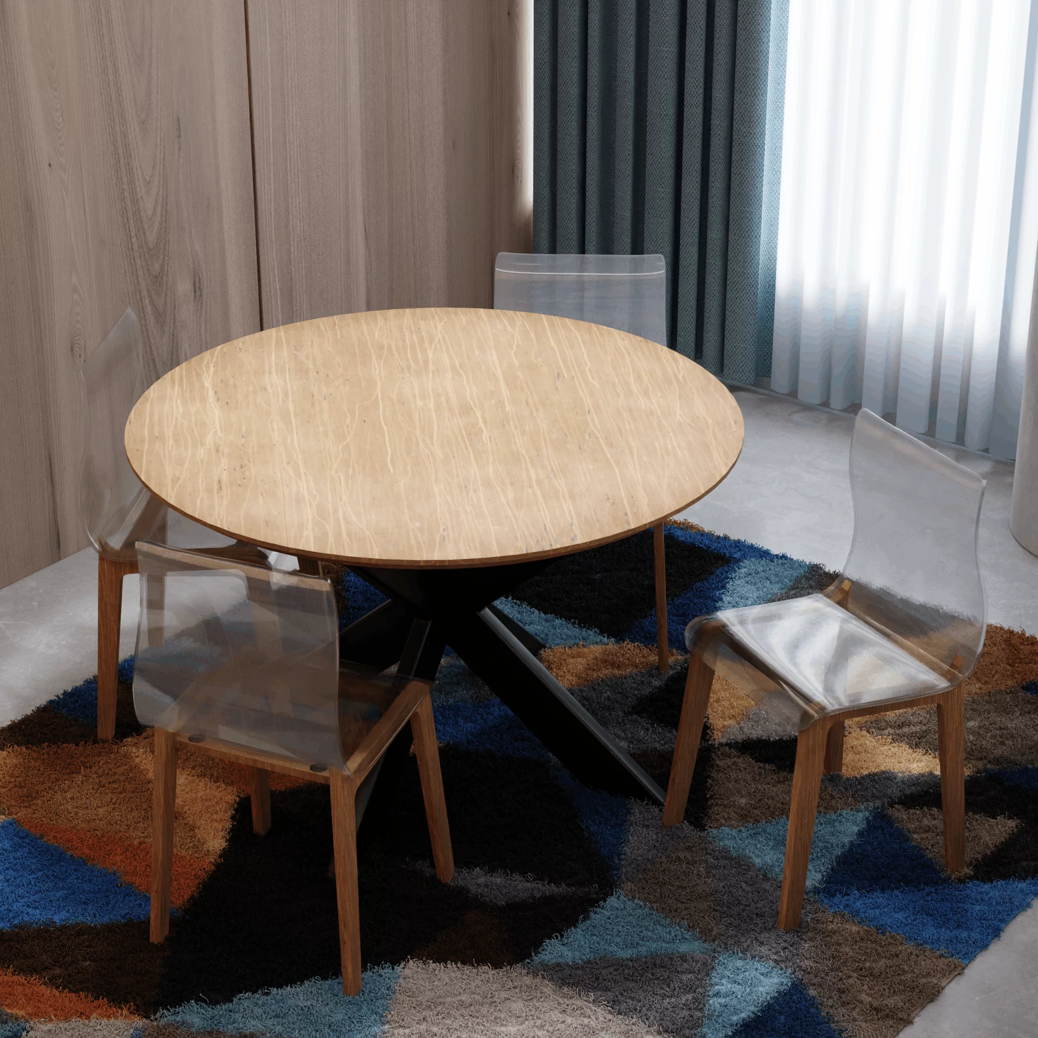 LeisureMod Marsden Modern Dining Chair with Beech Legs, Contemporary Plastic Side Chair for Kitchen and Dining Room, Set of 4 (Walnut)