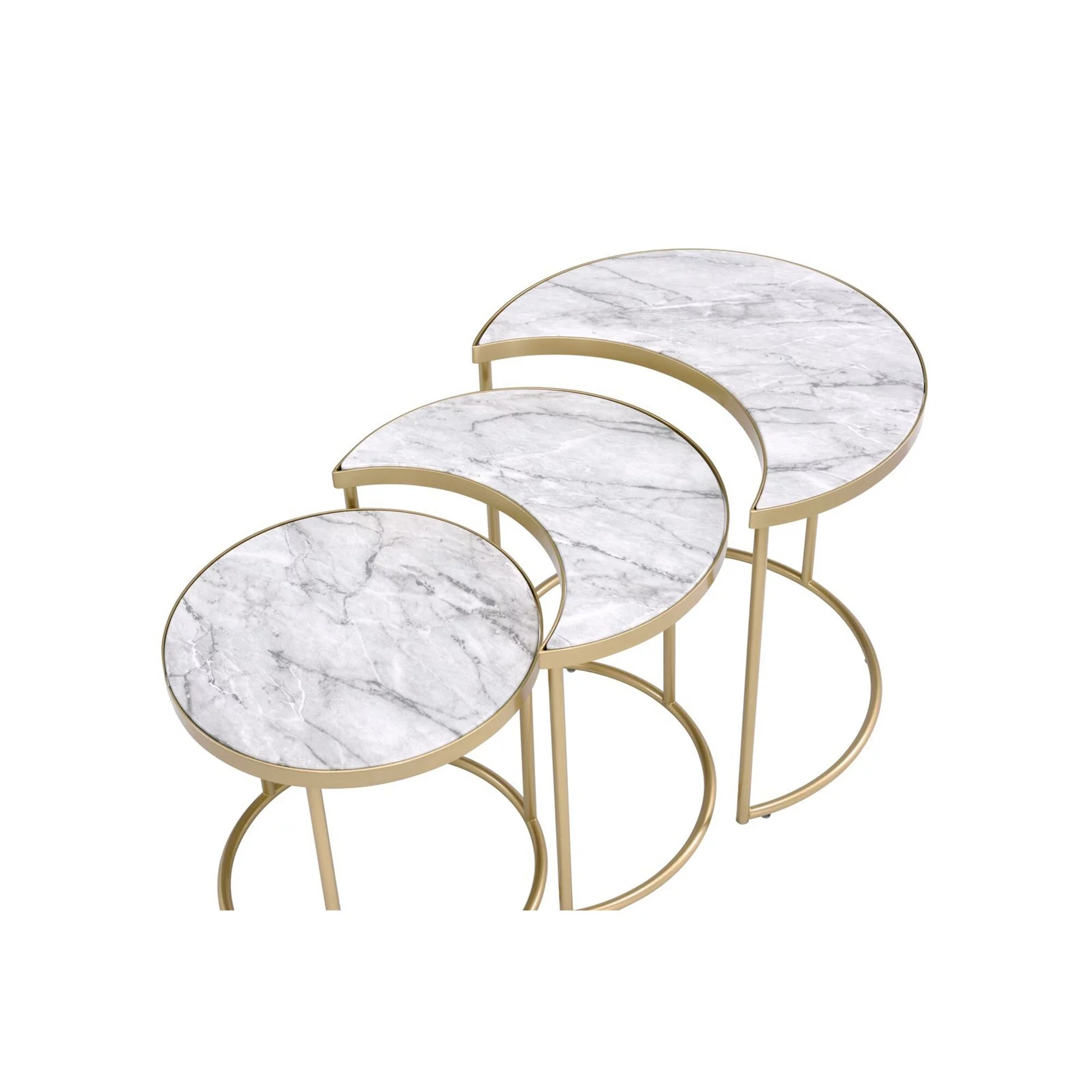 BESTCOSTY 3 Pcs Pack Nesting Tables, Half-Moon & Round Shape End Table