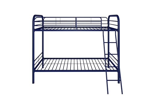 DHP Twin-Over-Futon Convertible Couch and Bed with Metal Frame, Ladder and Guardrails - Black