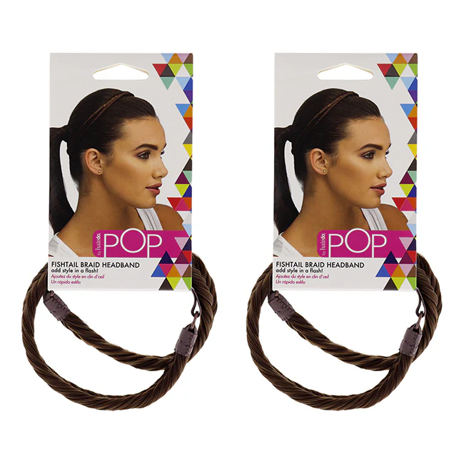 Pop Fishtail Braid Headband - R10 Chestnut by Hairdo for Women - 1 Pc Hair Band - Pack of 2