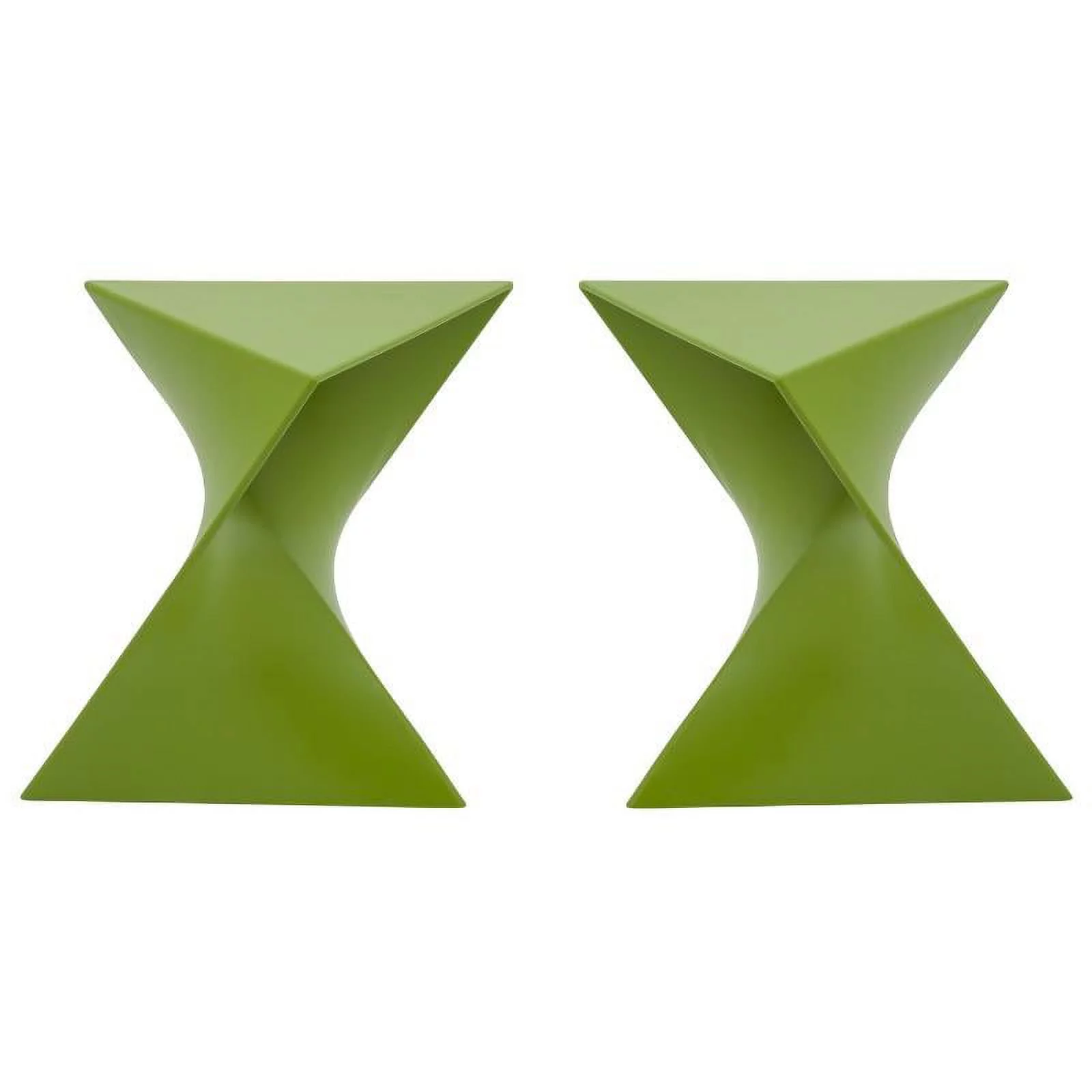 Home Square Modern Plastic Triangle End Table in Green - Set of 2