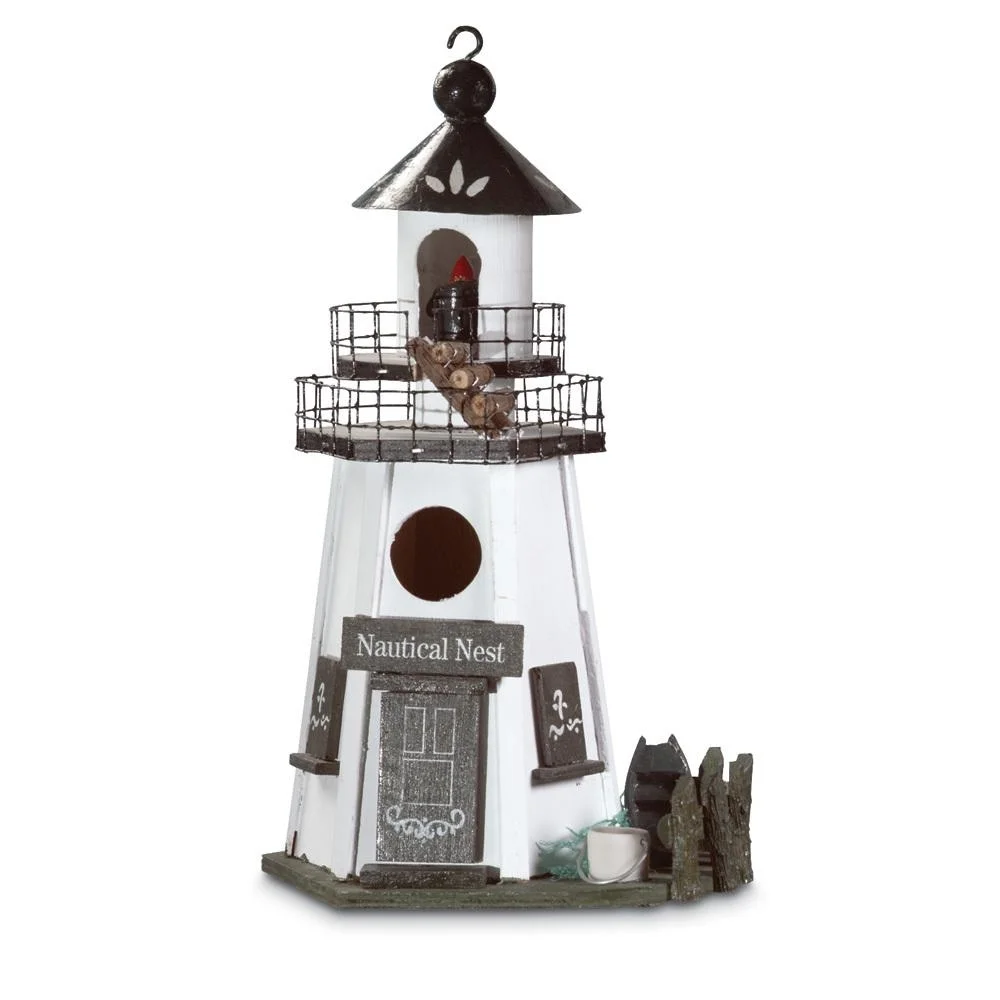 Home Decorative Nautical Nest Wood Lighthouse Bird House