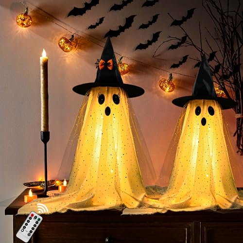 AYGXU Halloween Decorations outdoor/indoor-3pcs Hanging Ghost Decor with Light,Halloween Ornaments,Hallowee n Decor for Tree,Yard,Window,Garden