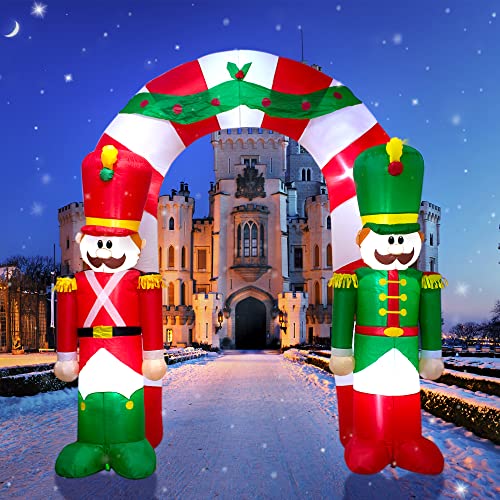 TRMESIA 9FT Christmas Inflatable Arch Outdoor Decoration Xmas Inflatable Nutcracker Soldier Archway Decoration with Lights Outdoor Christmas Blow up Decor Party Props Indoor Yard Holiday Display
