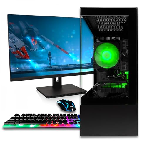 SAAV X1 Prebuilt Gaming PC Bundle with Monitor 22in, Intel i5 3.4GHz, 16GB RAM, GEFORCE GTX750 GDDR5, 512GB NVME, WiFi 6, Bluetooth, Win 10, Mouse Keyboard, Gaming PC Setup, PC Gaming Computer Desktop