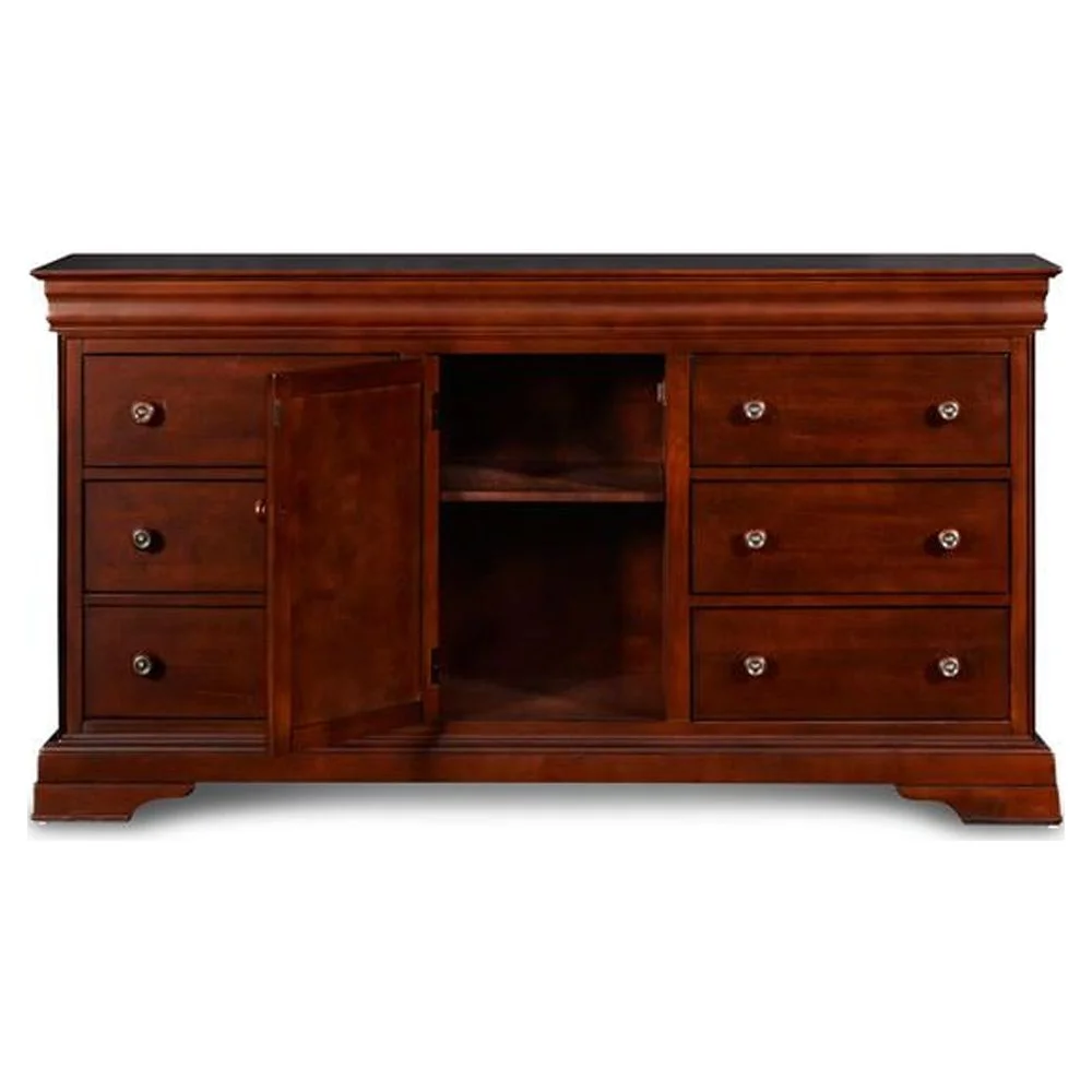 New Classic Furniture Versailles Solid Wood Engineered Wood Dresser in Cherry