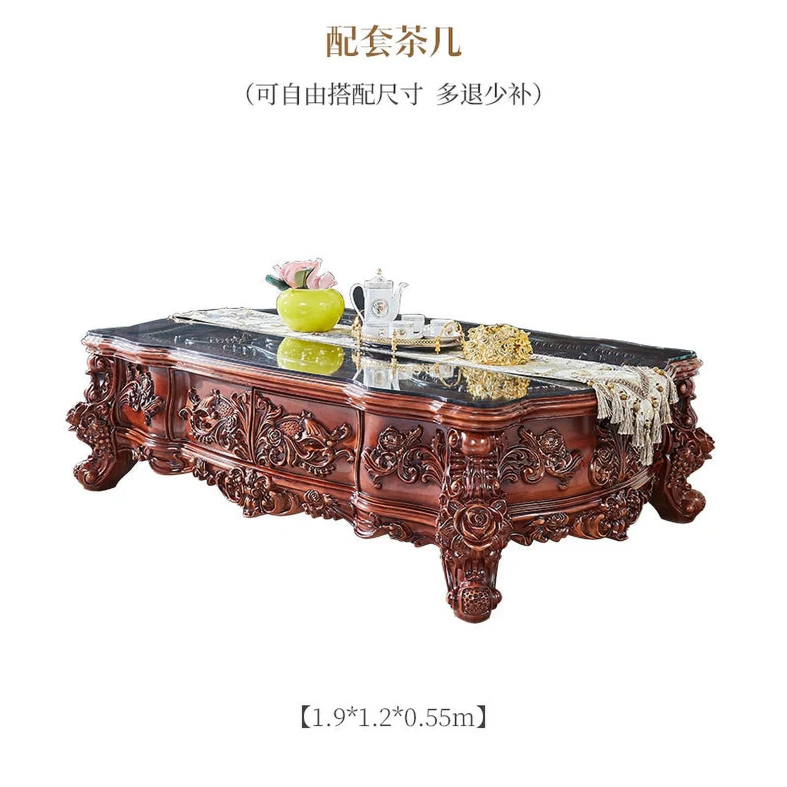 European Genuine Leather Solid Wood Sofa 124 Combination Living Room Luxury Villa Furniture Whole House Matching French Style