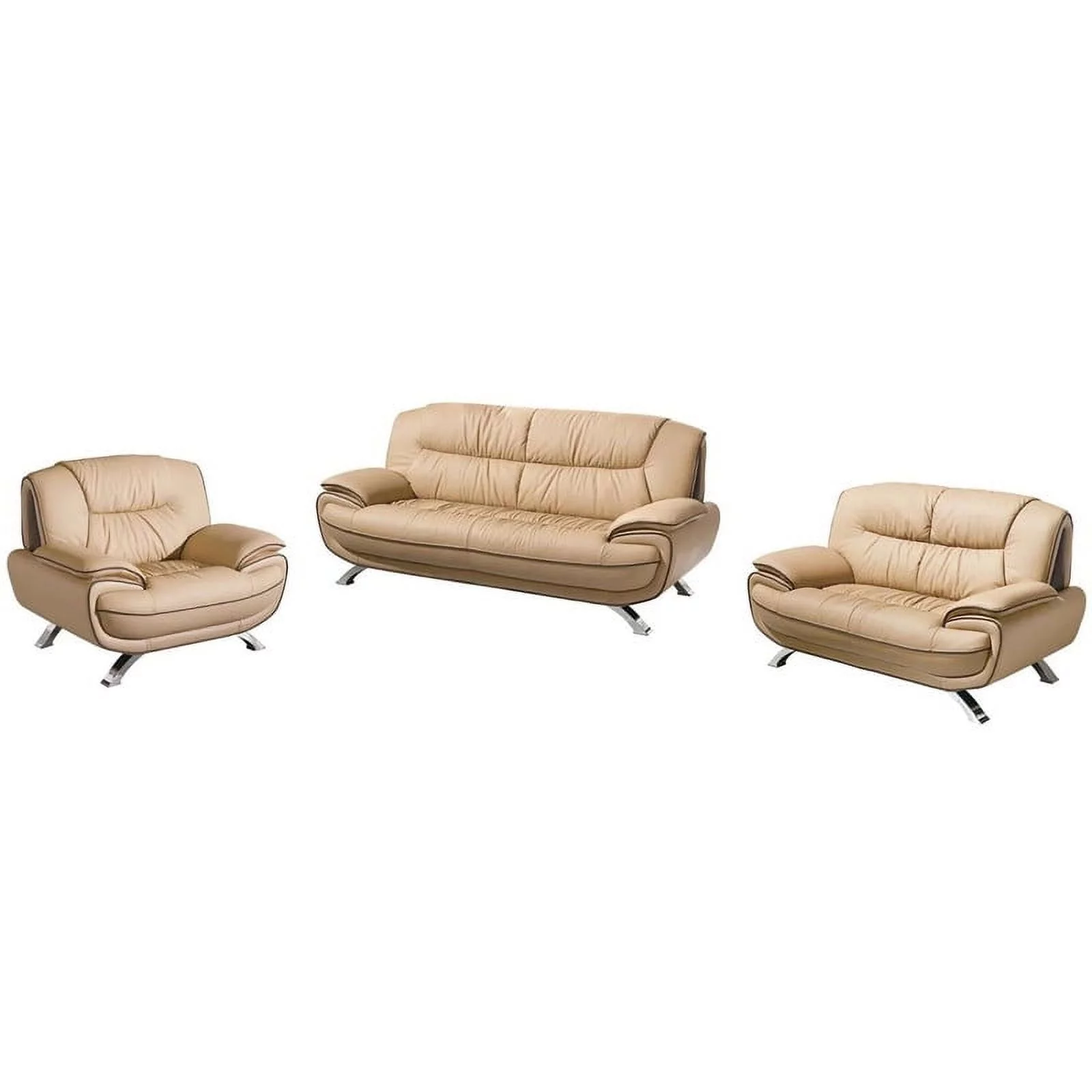 405 Modern Leather Living Room Set in Almond, 2-Piece