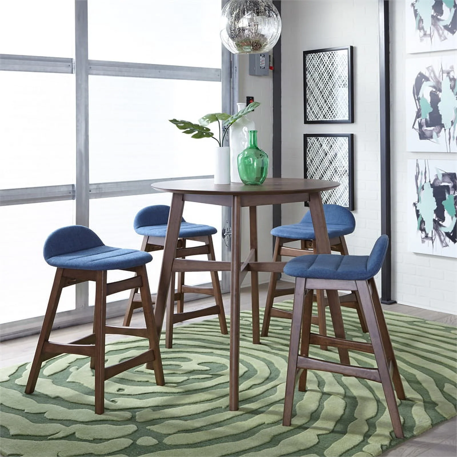 Space Savers Medium Brown 5 Piece Gathering Table Set