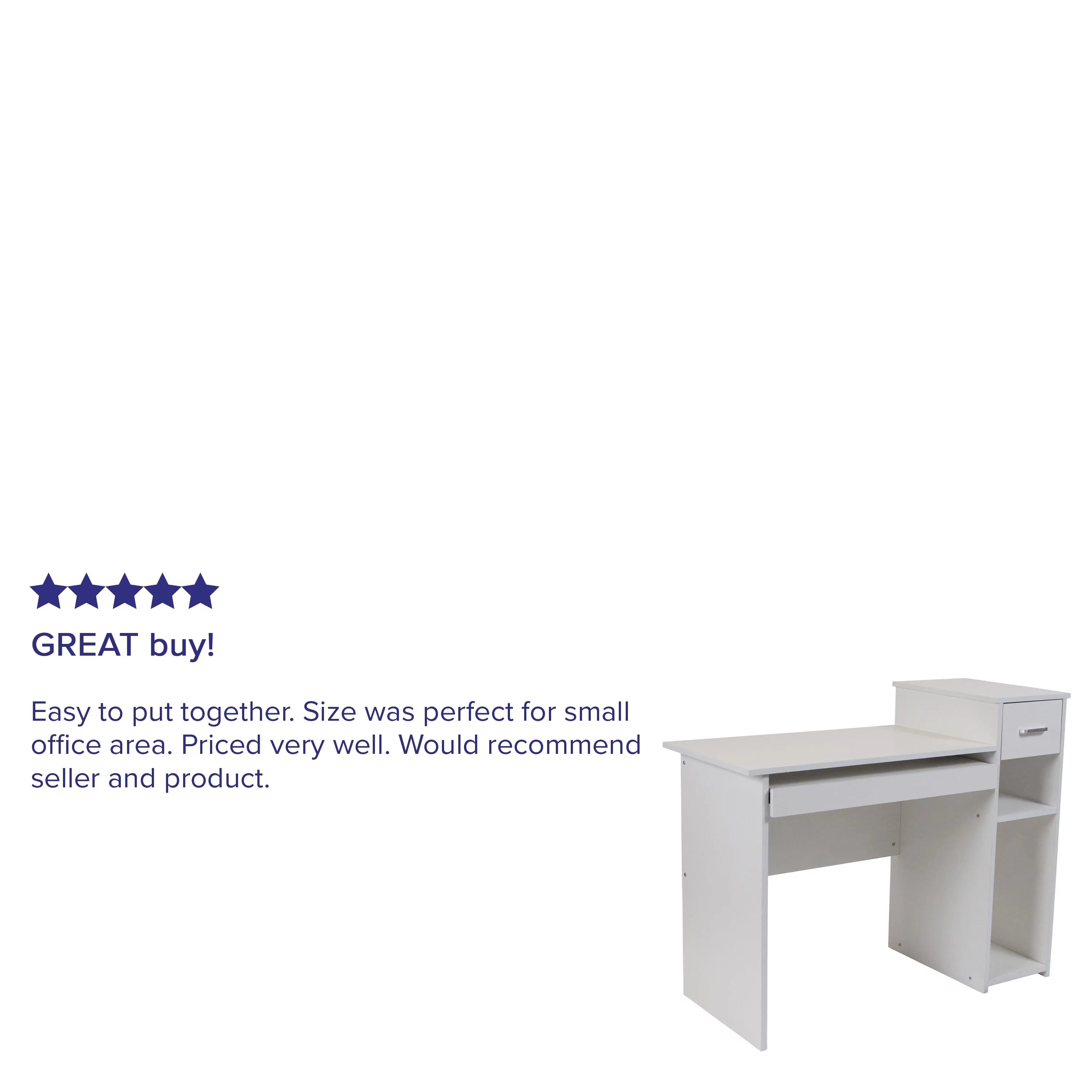 Flash Furniture Highland Park White Computer Desk with Shelves and Drawer