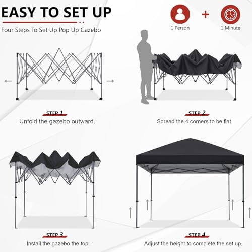 ABCCANOPY Pop Up Canopy - Outdoor Patio Portable Canopy Tent Heavy Duty for Backyard and Deck with 4 Sandbags(White, 10x10)