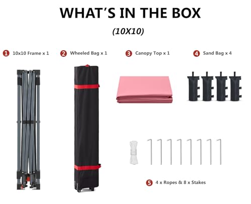 ABCCANOPY Pop Up Canopy - Outdoor Patio Portable Canopy Tent Heavy Duty for Backyard and Deck with 4 Sandbags(White, 10x10)